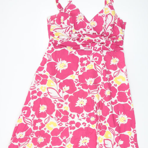 John Lewis Women's Pink Floral Sleeveless Dress Size 18