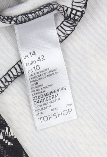 Topshop Women's Black Lace Floral Blouse Size 14 Sleeveless