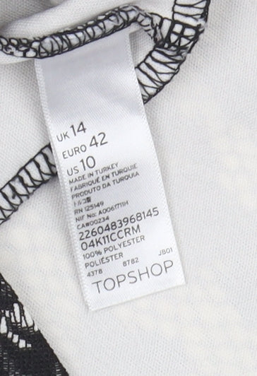 Topshop Women's Black Lace Floral Blouse Size 14 Sleeveless