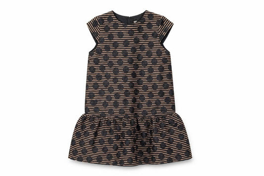 Front view of Next girls’ black spotted shift dress 11 years casual style