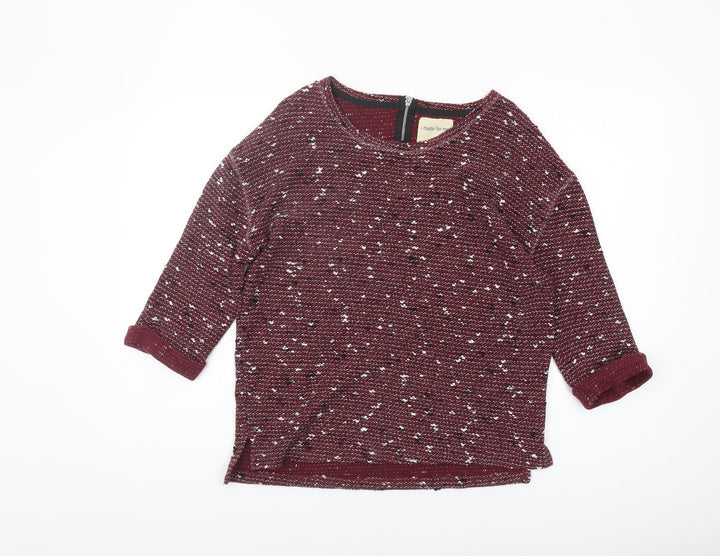 Next Women's Red Knit 3/4 Sleeve Top