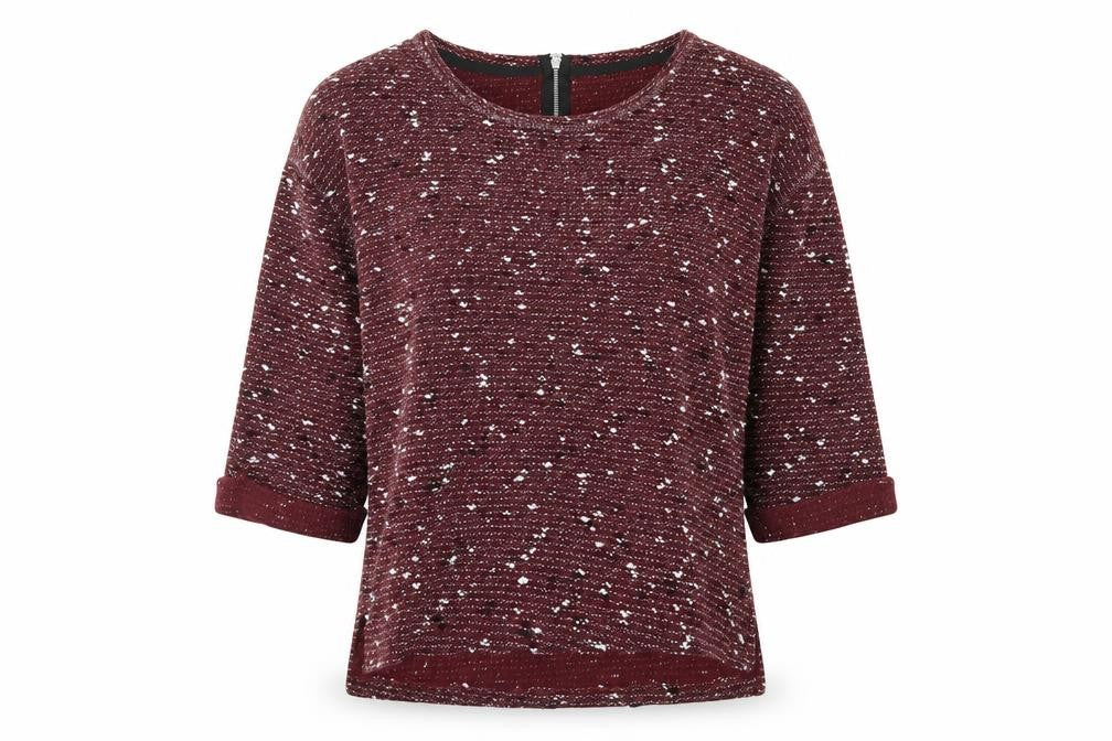 Front view of Next Women's Red Knit 3/4 Sleeve Top