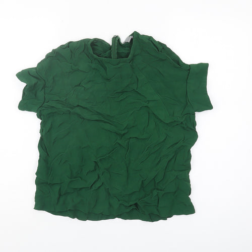 COS Women’s Green Blouse Size 14 Round Neck Short Sleeve