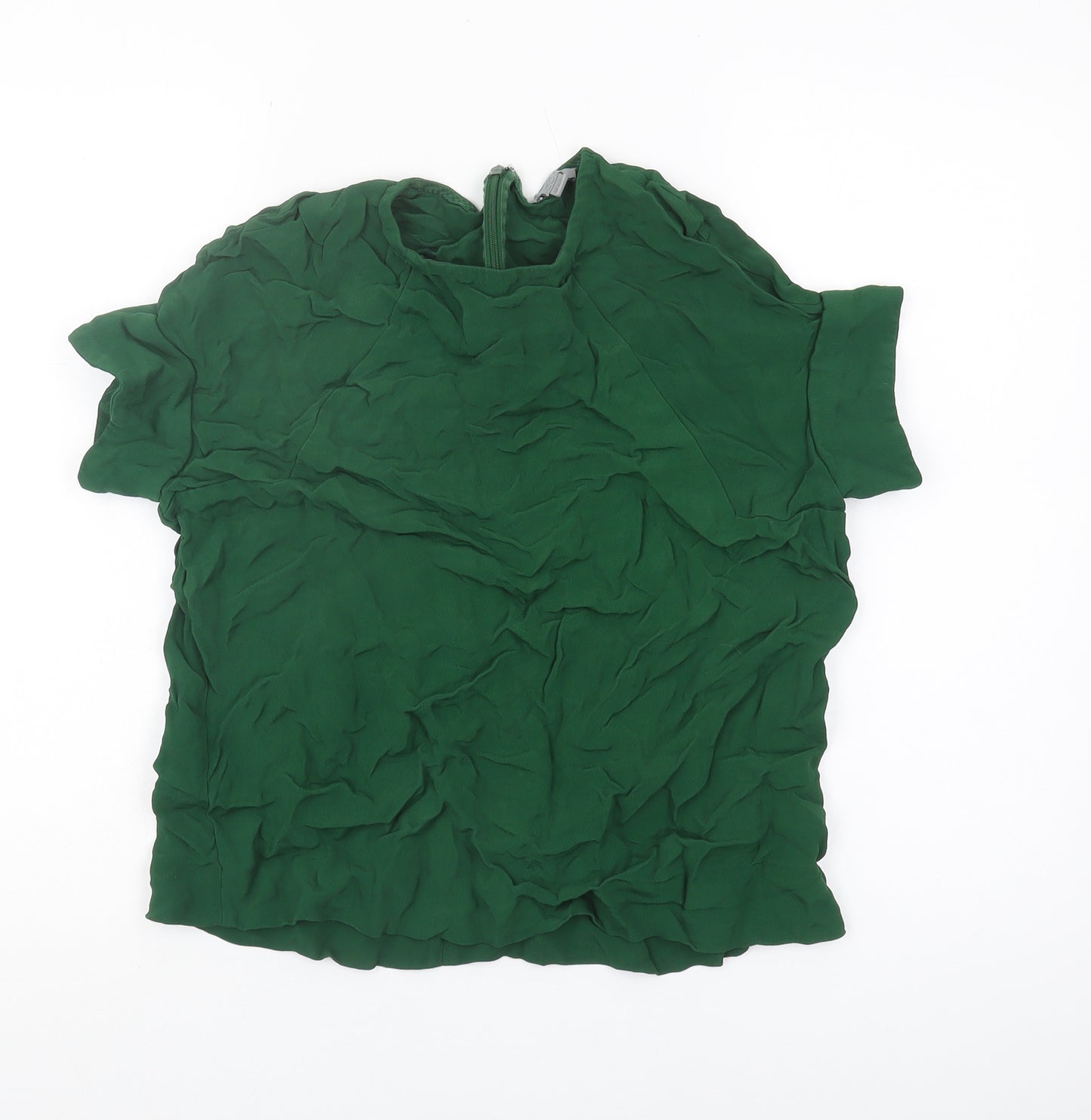 COS Women’s Green Blouse Size 14 Round Neck Short Sleeve