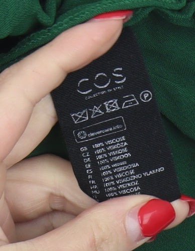 COS Women’s Green Blouse Size 14 Round Neck Short Sleeve