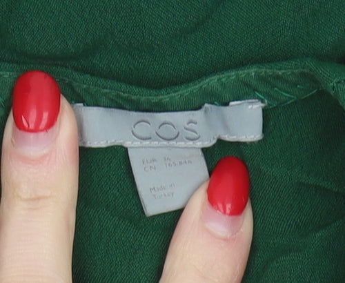 COS Women’s Green Blouse Size 14 Round Neck Short Sleeve