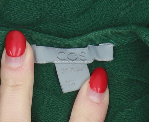 COS Women’s Green Blouse Size 14 Round Neck Short Sleeve