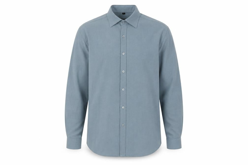 Front view of Lakeland Men's Blue Long Sleeve Button-Up Shirt S