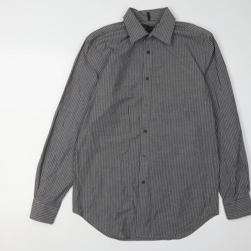 Redherring Men's Black Striped Button-Up Shirt 15