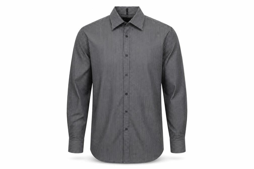 Front view of Red Herring Men's Black Striped Button-Up Shirt 15