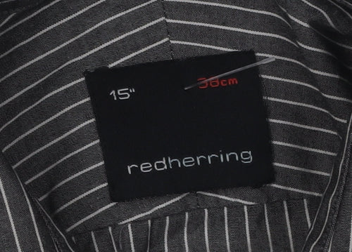 Redherring Men's Black Striped Button-Up Shirt 15