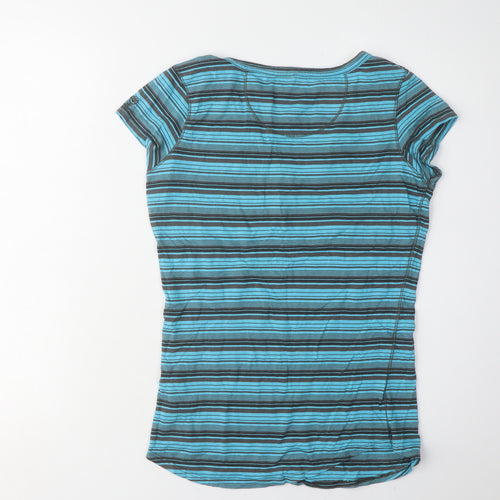 Fat Face Women's Blue Striped V-Neck T-Shirt Size 8