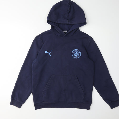 Puma Boys Blue Hoodie, Size L, Pullover Style, Football Theme