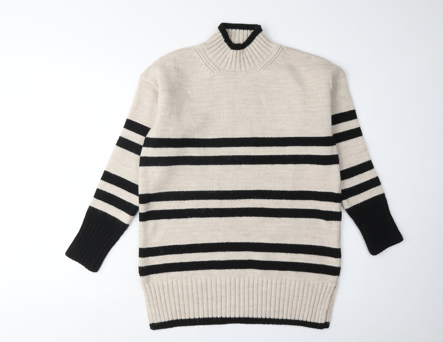 Next Women's XS Beige & Black Stripe Pullover Jumper
