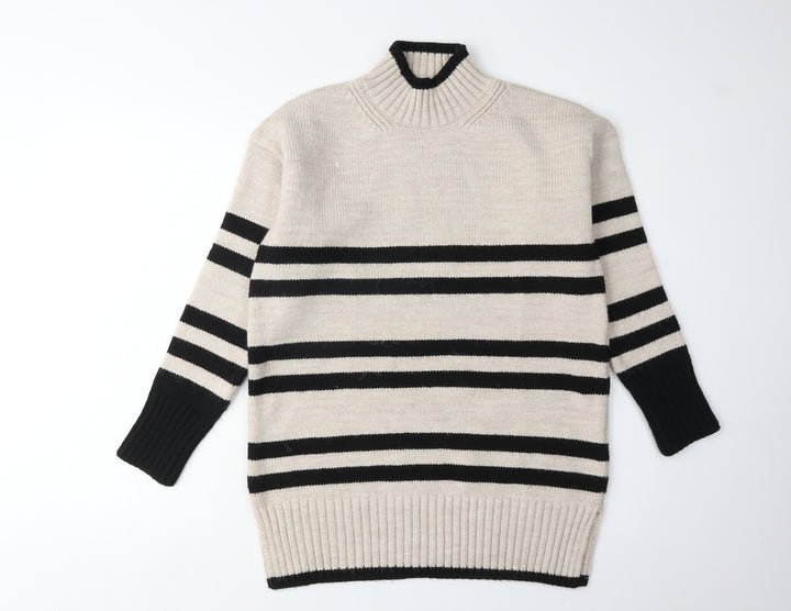 Next Women's XS Beige & Black Stripe Pullover Jumper