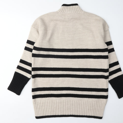 Next Women's XS Beige & Black Stripe Pullover Jumper