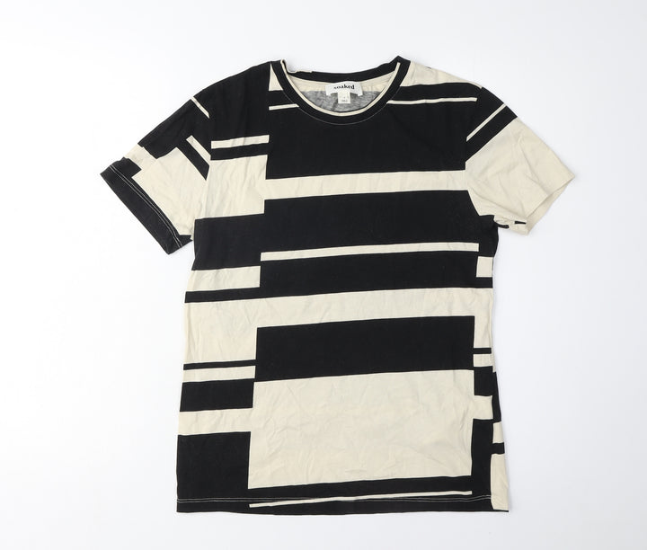 Soaked Women's Black Beige Geometric T-Shirt S