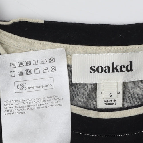 Soaked Women's Black Beige Geometric T-Shirt S