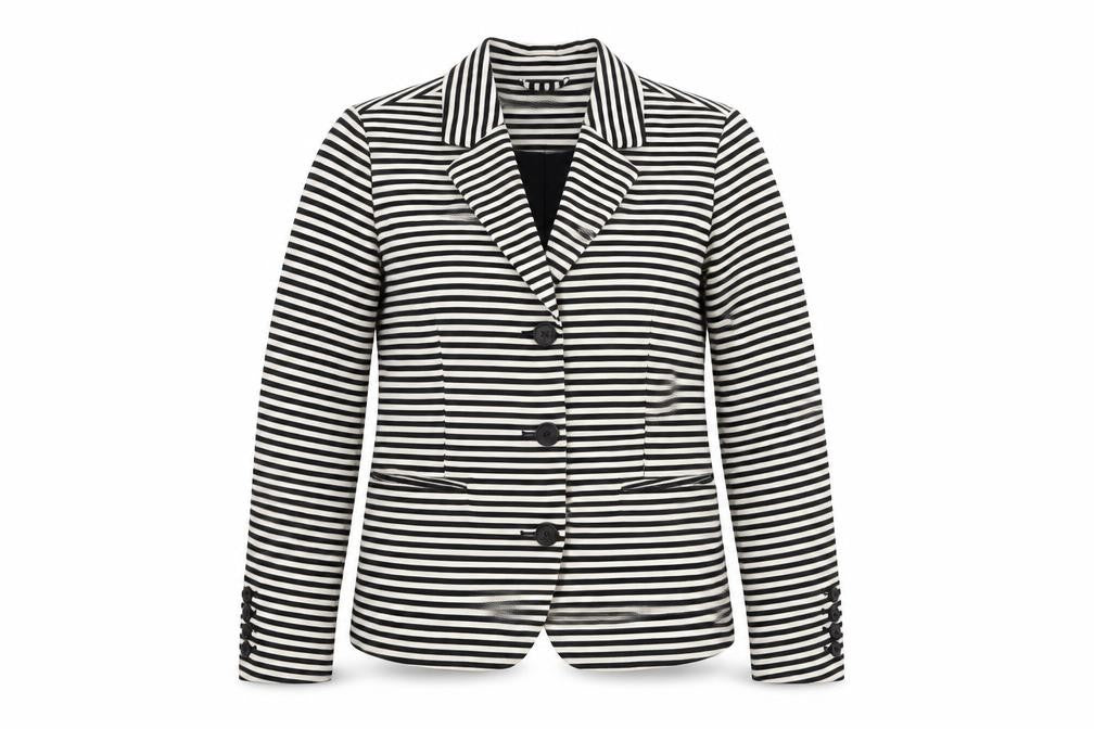 Front view of Kew 159 Women's Black Striped Blazer, size 10
