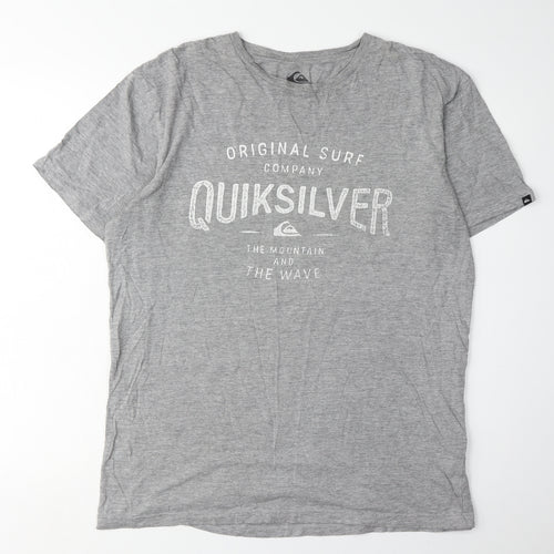 Quiksilver Men's Grey Graphic Print T-Shirt L