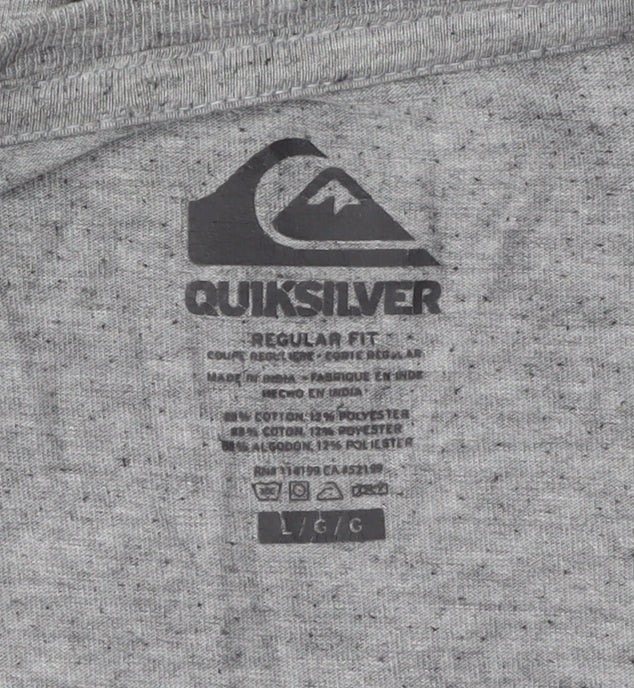 Quiksilver Men's Grey Graphic Print T-Shirt L