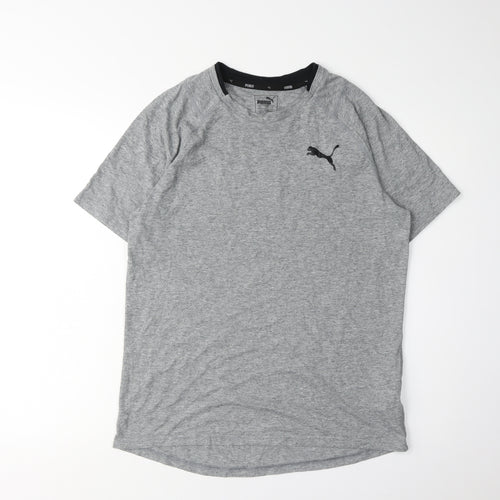 Puma Men's Grey T-Shirt, Size S, Logo Accents, Activewear