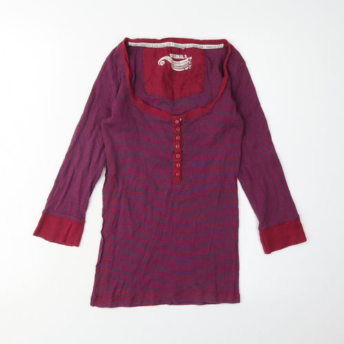 Fat Face Women's Red Button-Up Shirt Size 10