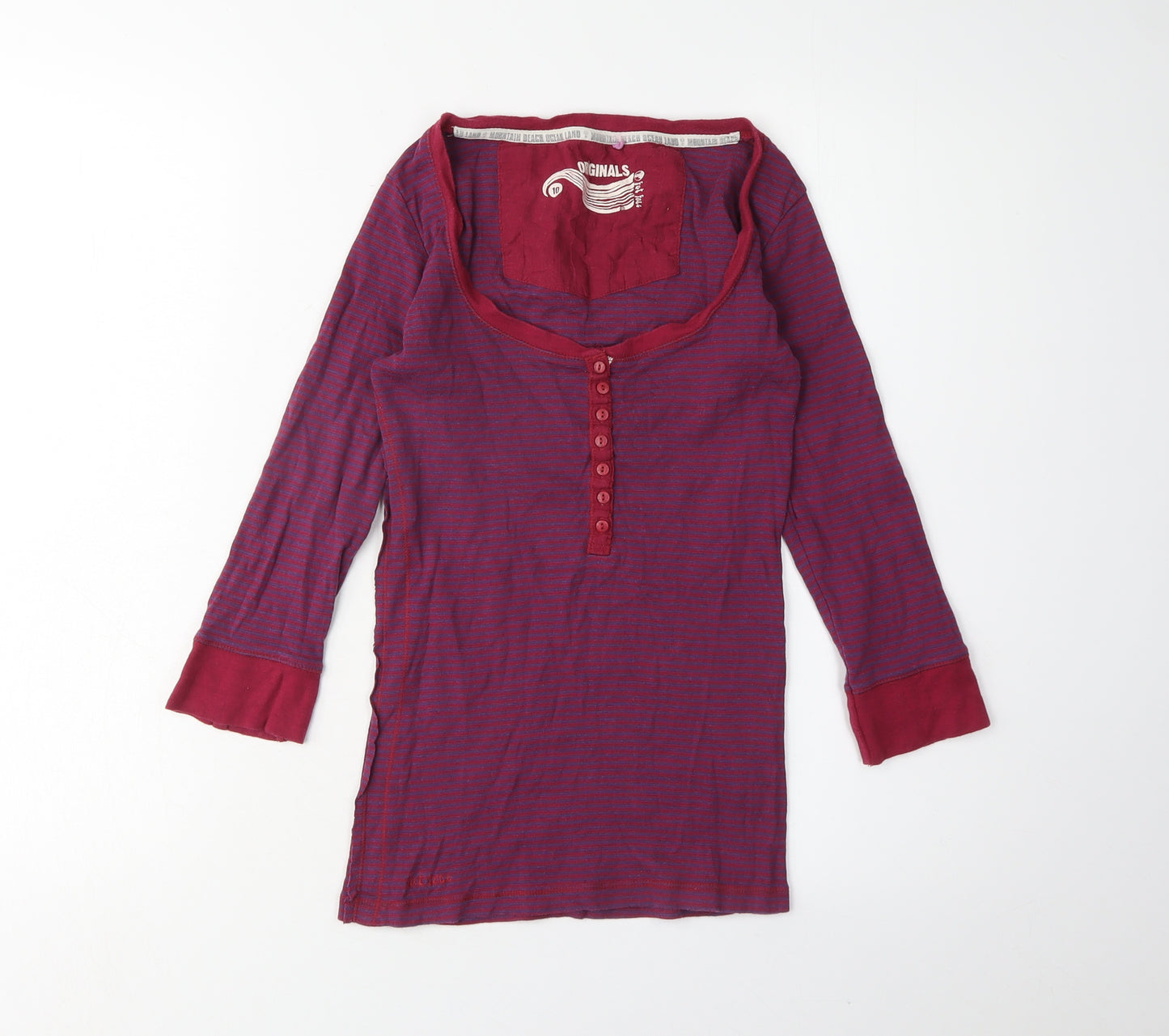 Fat Face Women's Red Button-Up Shirt Size 10