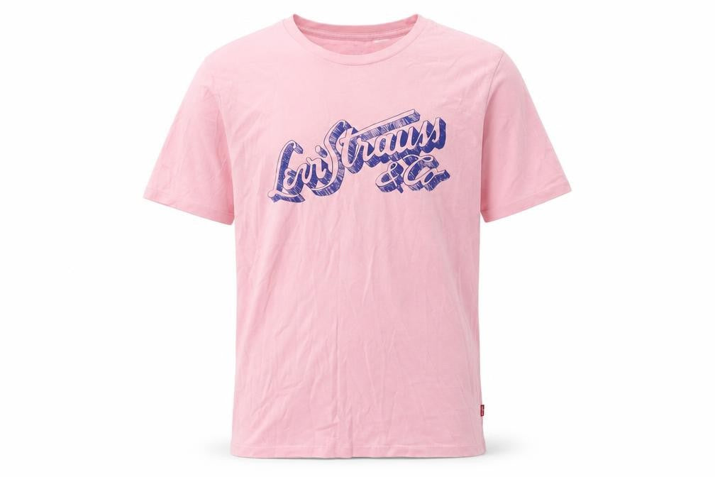 Front view of Levi's Men Pink Graphic Print T-Shirt S