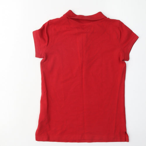 Old Navy Girls Red Polo Shirt M Short Sleeve Cotton