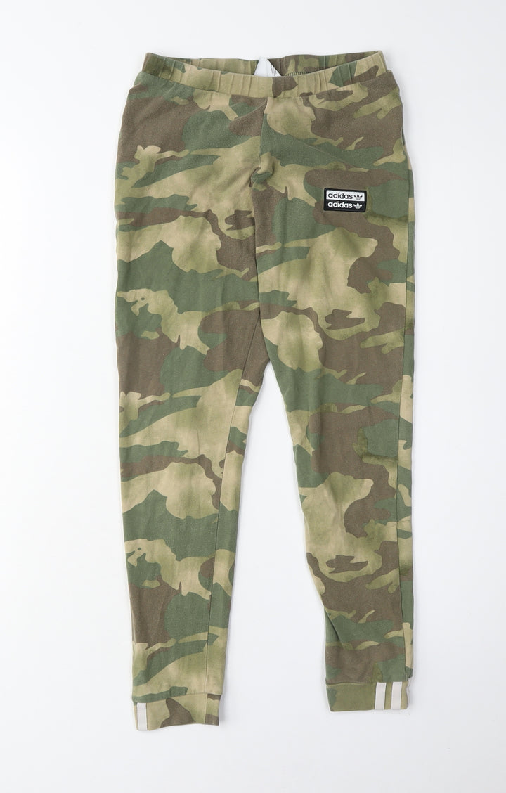 Adidas Girls Green Camouflage Ankle Leggings Size 8