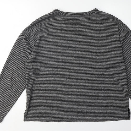 Marks and Spencer Women's Grey Striped T-Shirt Size 12