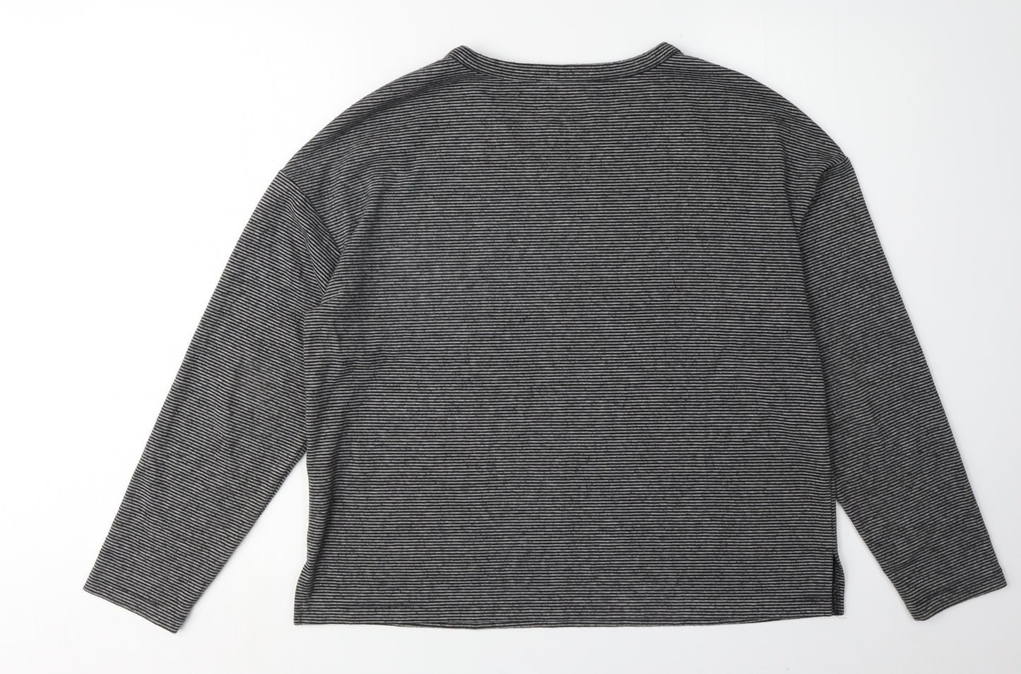 Marks and Spencer Women's Grey Striped T-Shirt Size 12