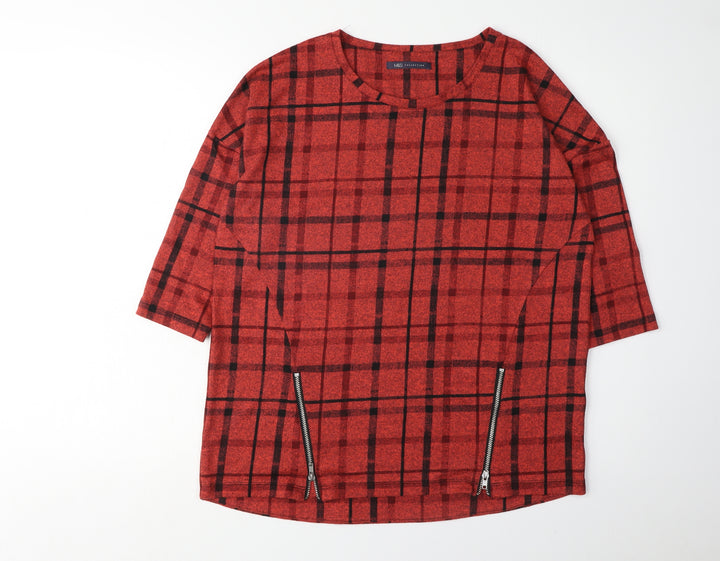 Marks and Spencer Women's Red Plaid Top, Size 12