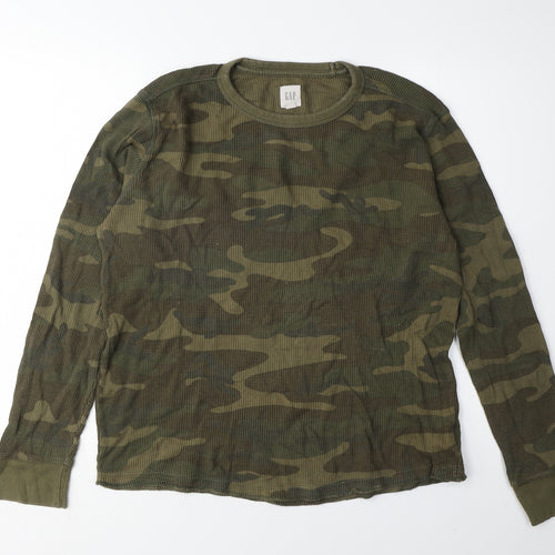 GAP Men's Green Camo Long Sleeve T-Shirt Size M
