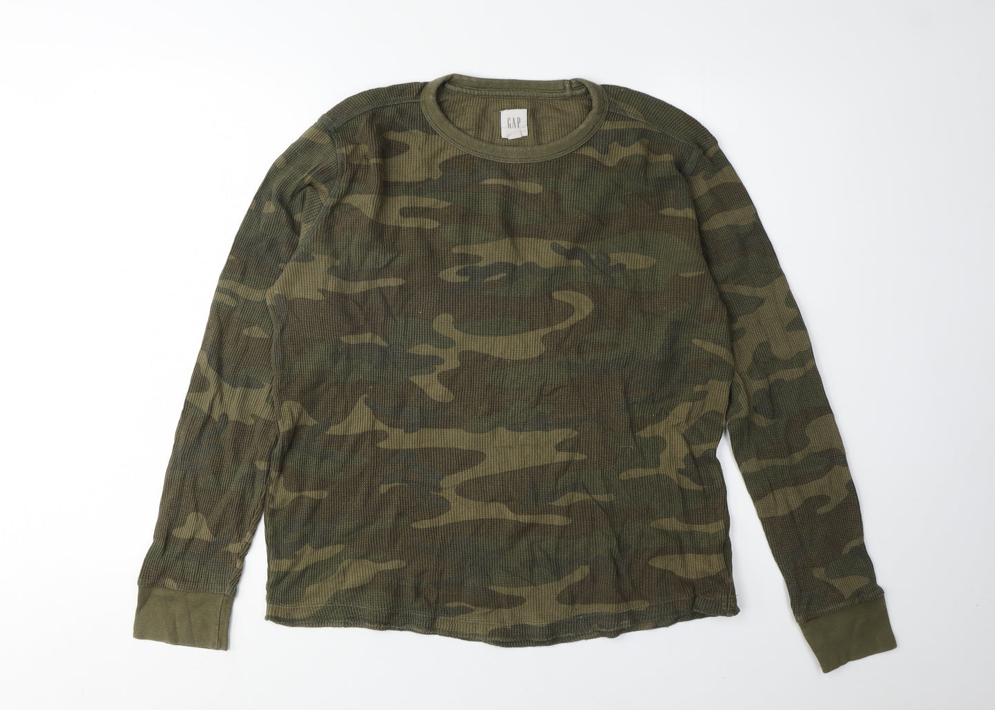 GAP Men's Green Camo Long Sleeve T-Shirt Size M