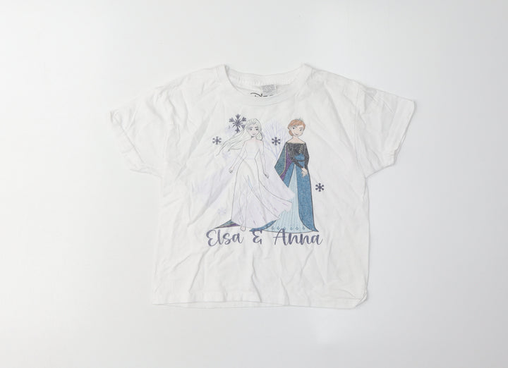 Disney Girls Elsa & Anna T-Shirt 3-4 Years White