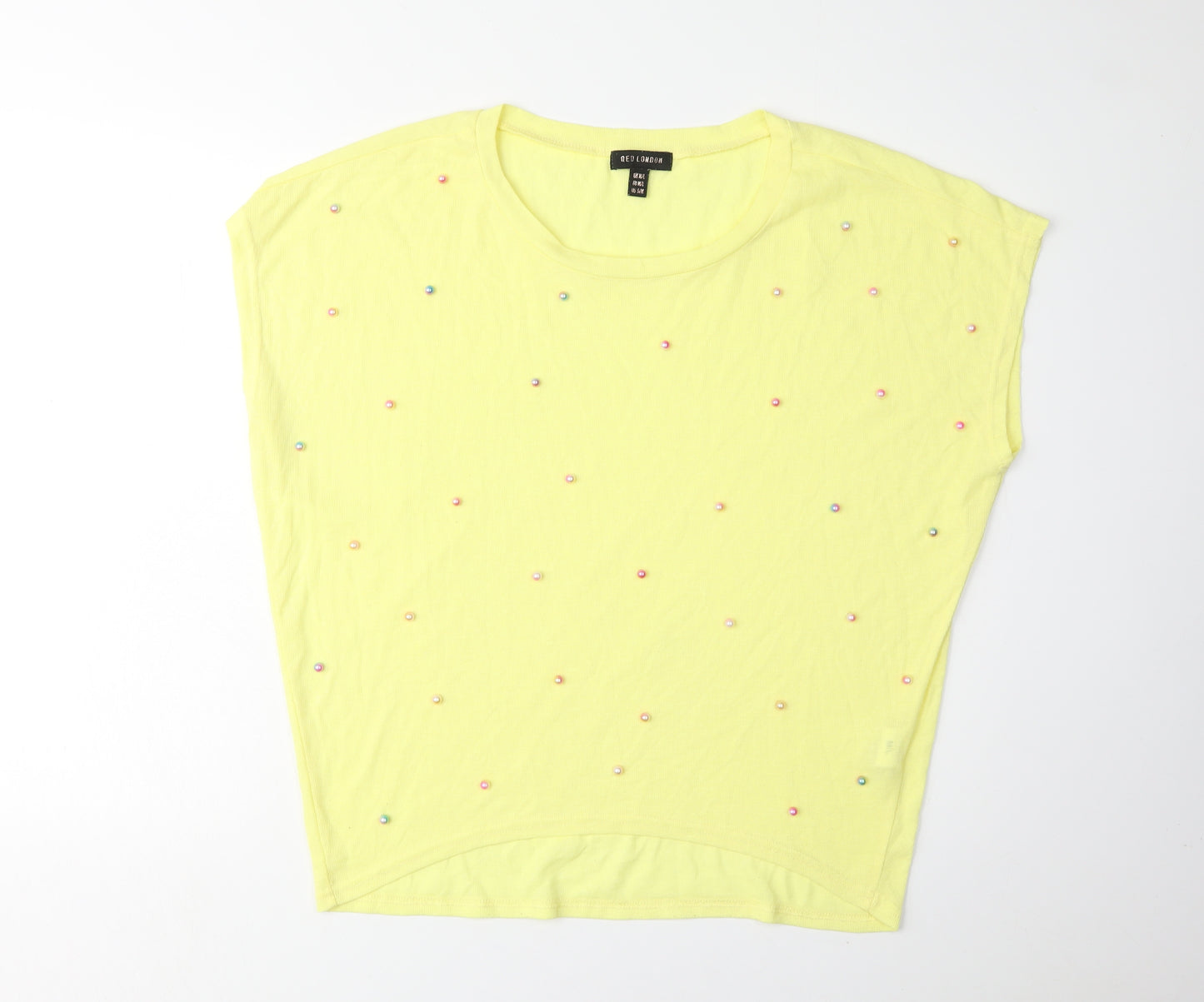 QED London Women's Yellow Beaded Top M/L
