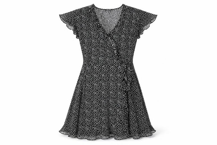 Missguided Women's Black Polka Dot Dress, Size 8, V-Neck