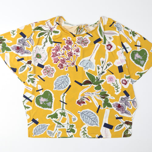 Klass Women's Yellow Floral T-Shirt Medium