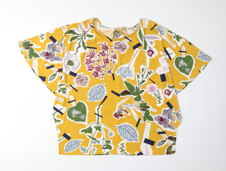 Klass Women's Yellow Floral T-Shirt Medium