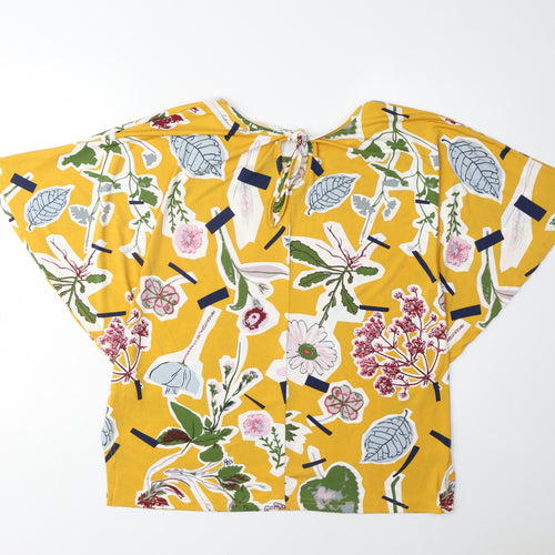 Klass Women's Yellow Floral T-Shirt Medium