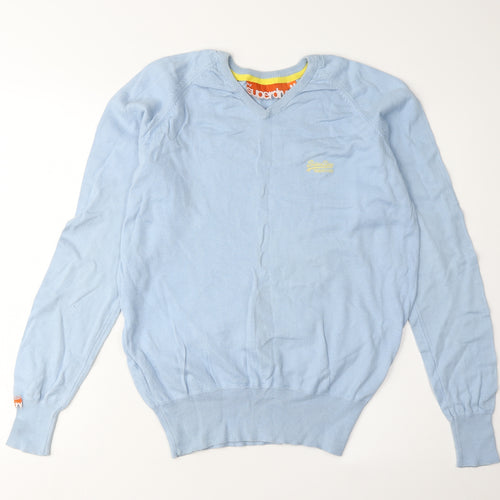 Superdry Men's Blue V-Neck Pullover Jumper, M