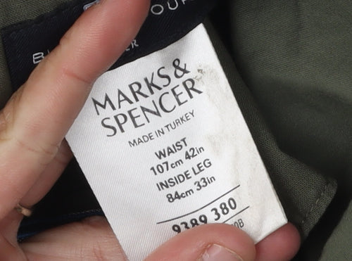 Marks and Spencer Men's Green Casual Trousers, Size 42