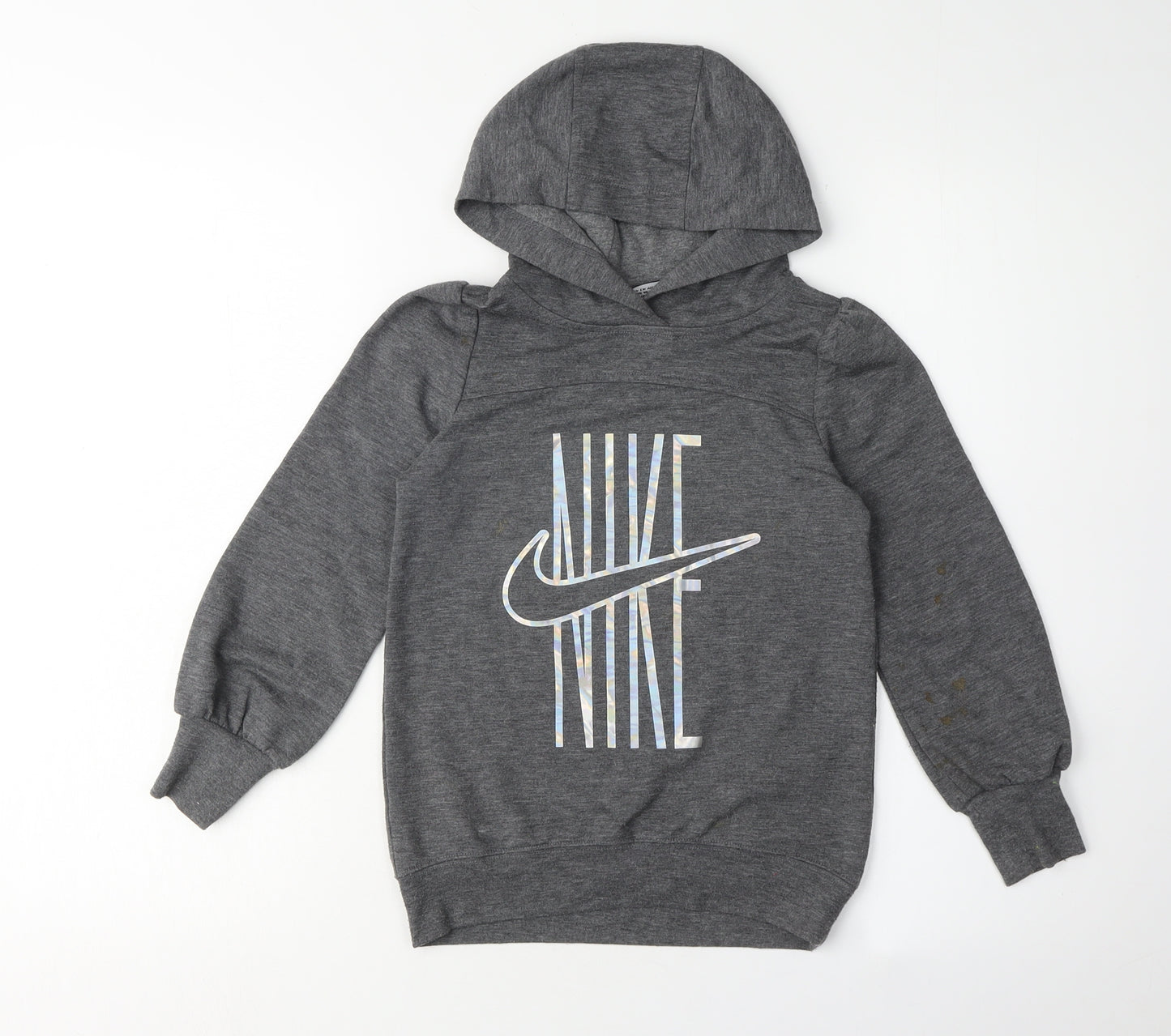 Nike Girls Grey Logo Hoodie, 5-6 Years, Casual Pullover