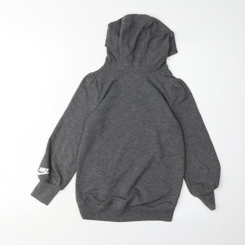 Nike Girls Grey Logo Hoodie, 5-6 Years, Casual Pullover