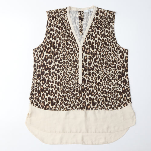 Next Women's Beige Animal Print Sleeveless Blouse 16