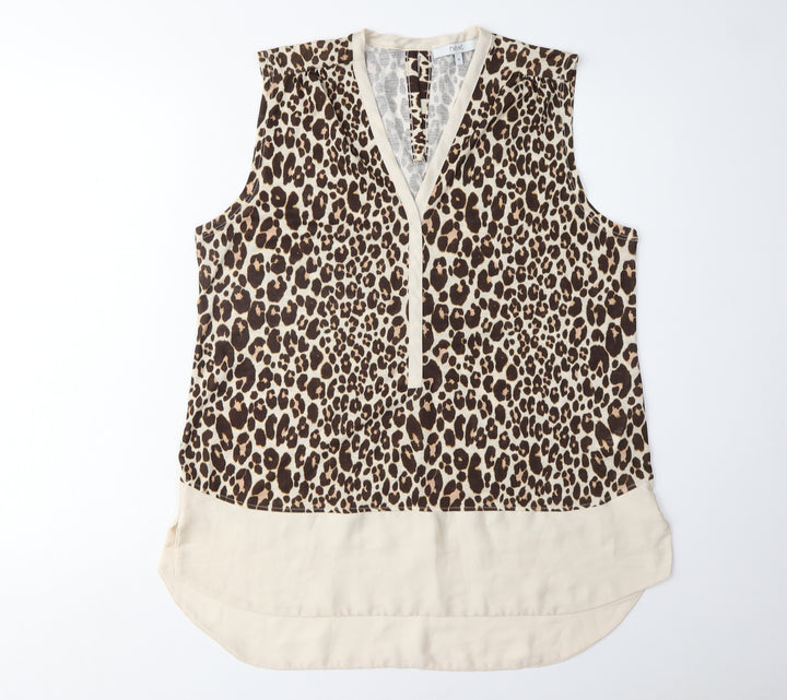 Next Women's Beige Animal Print Sleeveless Blouse 16