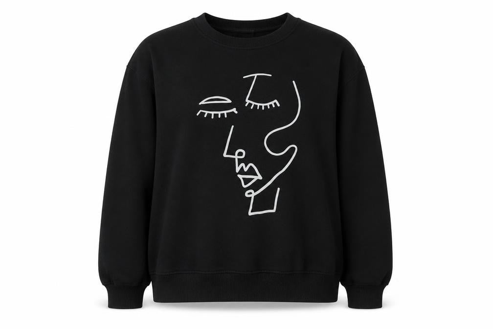Front view of Pull&Bear Black XS Women's Art Graphic Sweatshirt