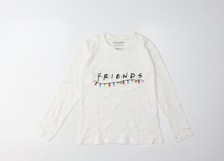 Friends Boys White Long Sleeve T-Shirt, Size 9-10Y, Graphic Print